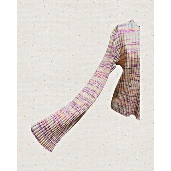 💗Sincerely Jules💗 Women’s Lg Cropped Space-Dye Multi-Color Ribbed Sweater NWT - Picture 5 of 6